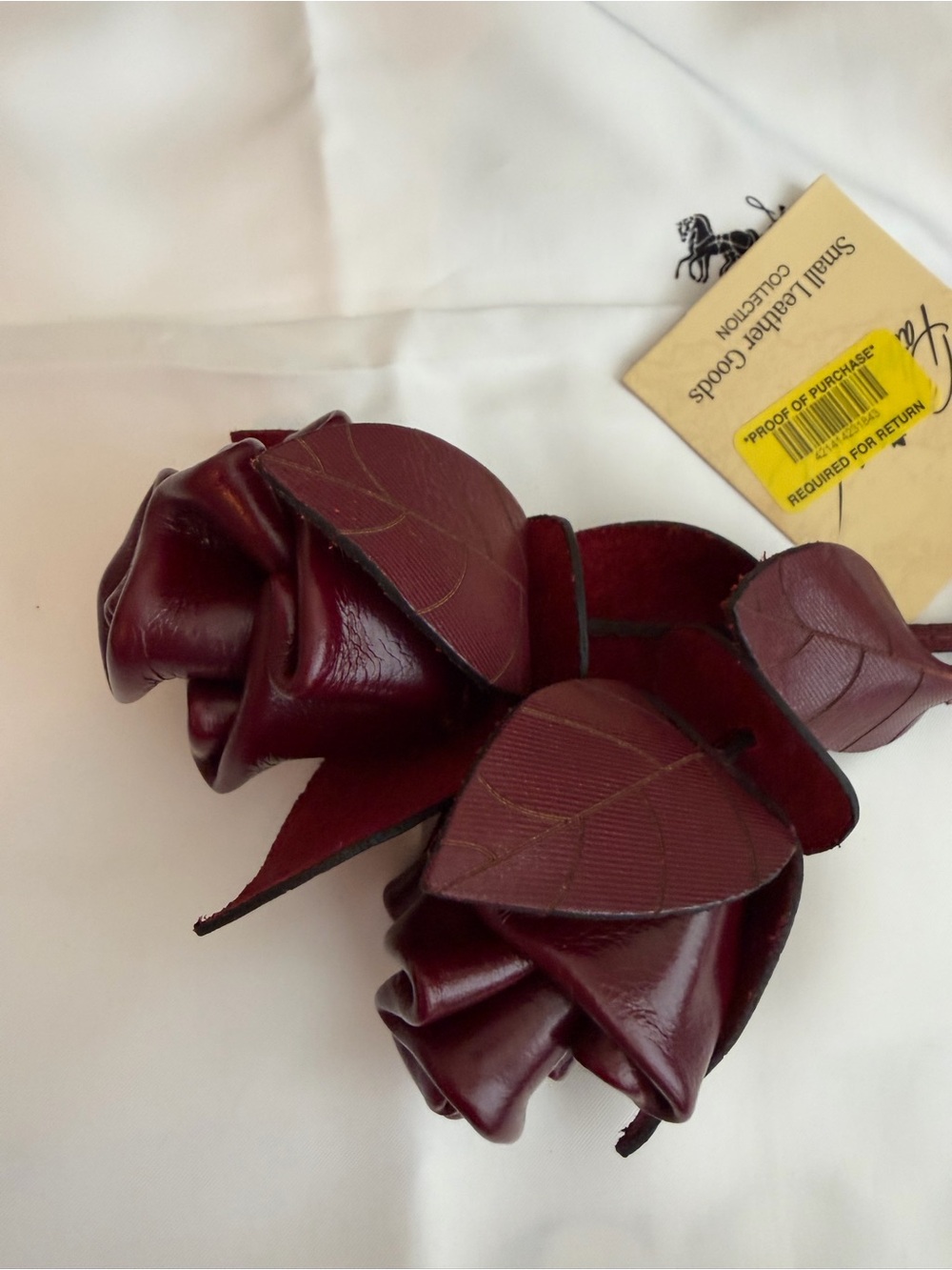 Patricia Nash Oxblood Leather Rose Purse Charm Key Fob NWT - Picture 8 of 8